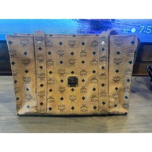 Vintage 1980s/1990s MCM Visetos Cognac Shoulder Tote Bag - Made in Germany